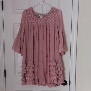 Ruffled Pink Flowy Dress